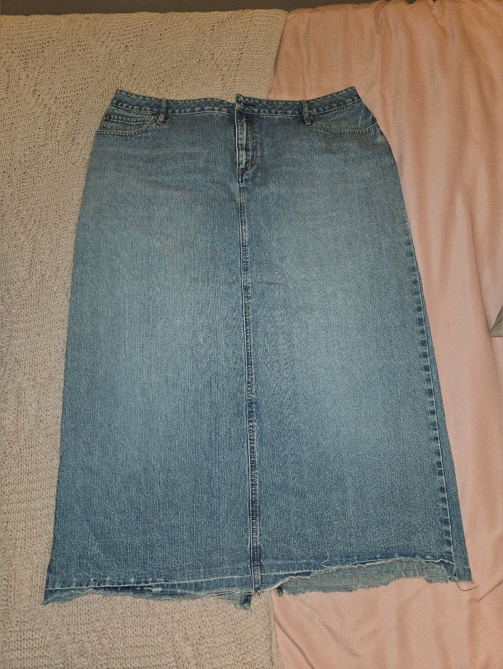 Cato Womens Classic Light Blue Denim Midi Skirt With Split 100% Cotton